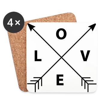 LOVE Pfeile - Untersetzer (4er-Set) - Weiß - Vorne