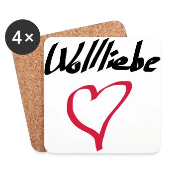 Wolliebe Nähen Häkeln Stricken - Untersetzer (4er-Set) - Weiß - Vorne