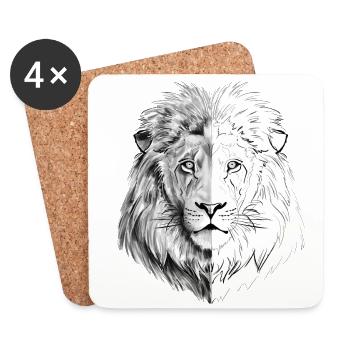 An interesting drawn lion - Coasters (set of 4) - white - Front