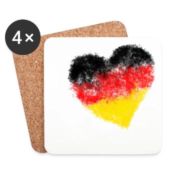 WM EM Germany Heart World Champion Football - Coasters (set of 4) - white - Front