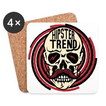 tete de mort hipster trend citation skull crane m - Dessous de verre (lot de 4) - blanc - Devant