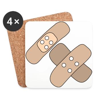 Patch, Wound, Injury, Healing, Gift Idea - Coasters (set of 4) - white - Front
