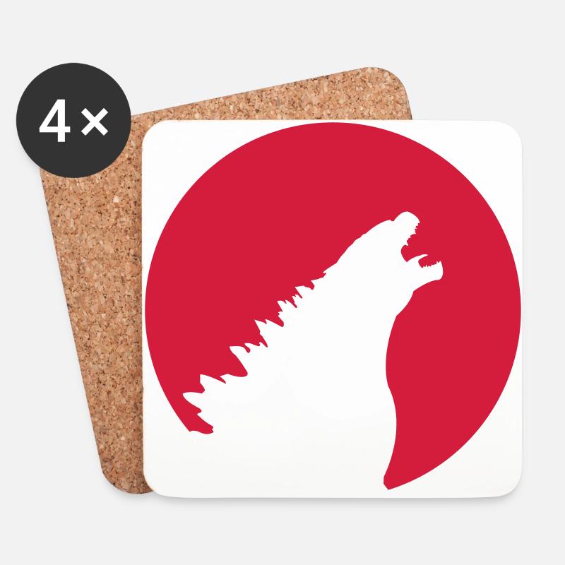 Kaiju in der Flagge von Japan - Untersetzer (4er-Set) - Weiß