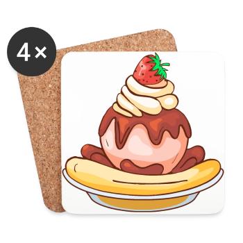 Eis Speiseeis Eiskrem Eiscreme Kugeleis Eisbecher - Untersetzer (4er-Set) - Weiß - Vorne