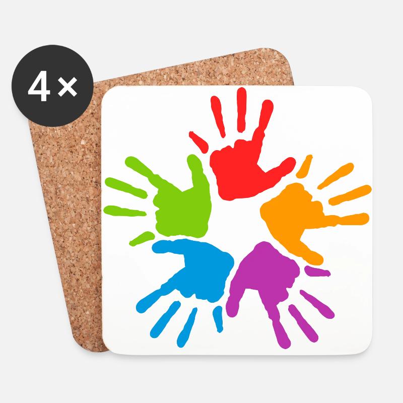 Bunte Hände - Untersetzer (4er-Set) - Weiß
