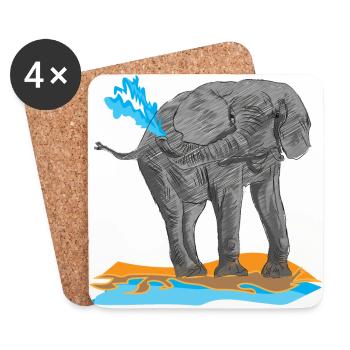 Elefant Rüssel Dickhäuter Afrika Elfenbein Kenia - Untersetzer (4er-Set) - Weiß - Vorne