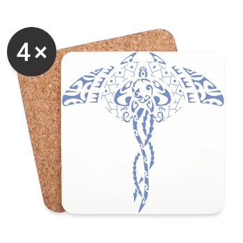 Maori Tattoo Rochen Weisheit blau - Untersetzer (4er-Set) - Weiß - Vorne