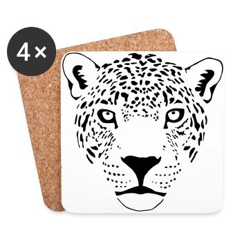 cougar cat panther leopard cheetah - Coasters (set of 4) - white - Front