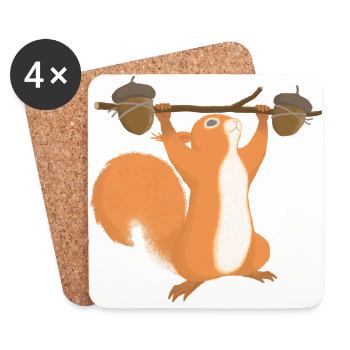 Squirrel during strength training - Coasters (set of 4) - white - Front