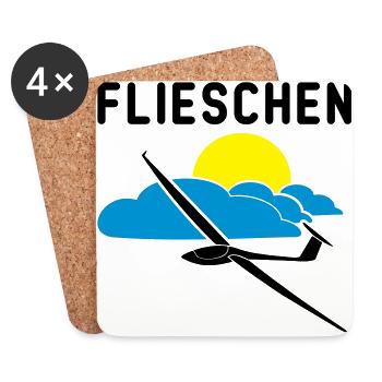 Cocktailglas mit Segelflieger Segelflugzeug - Untersetzer (4er-Set) - Weiß - Vorne