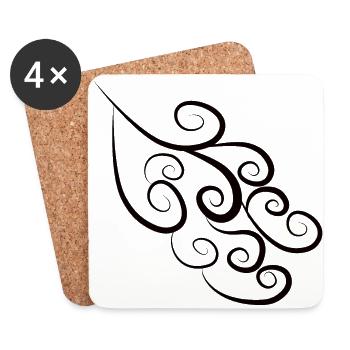 Pattern Spirals Black - Coasters (set of 4) - white - Front
