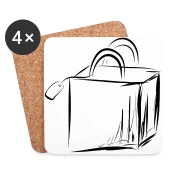 Illustrierte Einkaufstasche, Shopping, Einkaufen - Untersetzer (4er-Set) - Weiß - Vorne