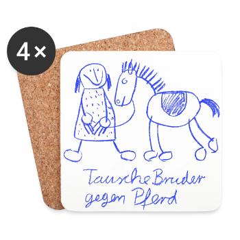 Tausche Bruder gegen Pferd - Untersetzer (4er-Set) - Weiß - Vorne