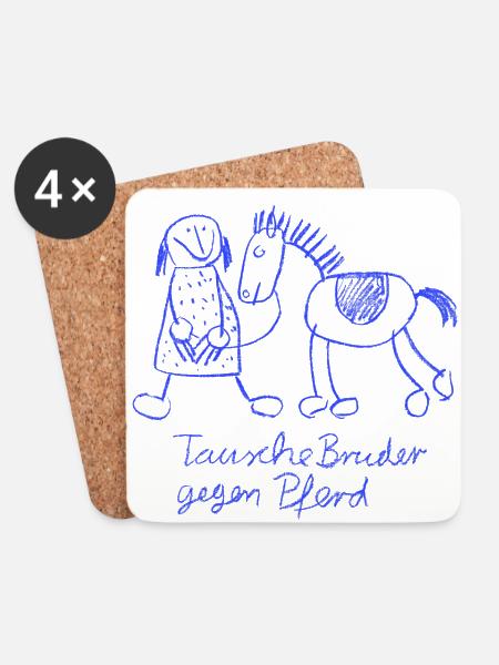 Tausche Bruder gegen Pferd - Untersetzer (4er-Set) - Weiß