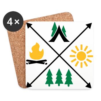 Camping - Untersetzer (4er-Set) - Weiß - Vorne