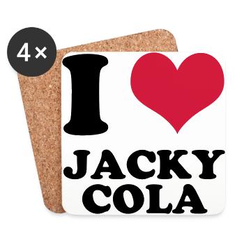 j'aime jacky cola - Dessous de verre (lot de 4) - blanc - Devant