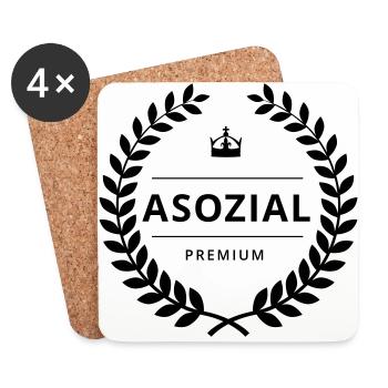 ASOZIAL PREMIUM - Badge - Coasters (set of 4) - white - Front