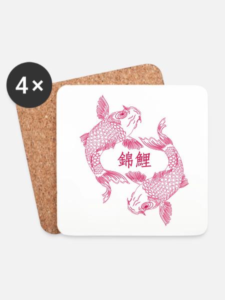 Koi Neon Carp - Coasters (set of 4) - white