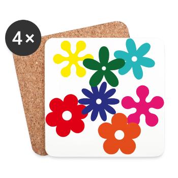 Peace World Paix Flower Power Gift Années 70 Amour - Dessous de verre (lot de 4) - blanc - Devant