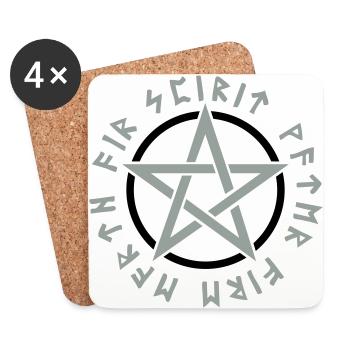 Pentagramm, Elemente, Runen, Magie, Symbol, Stern - Untersetzer (4er-Set) - Weiß - Vorne