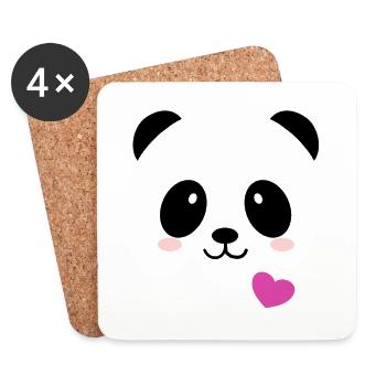 Panda Face Love Bär Gesicht - Untersetzer (4er-Set) - Weiß - Vorne