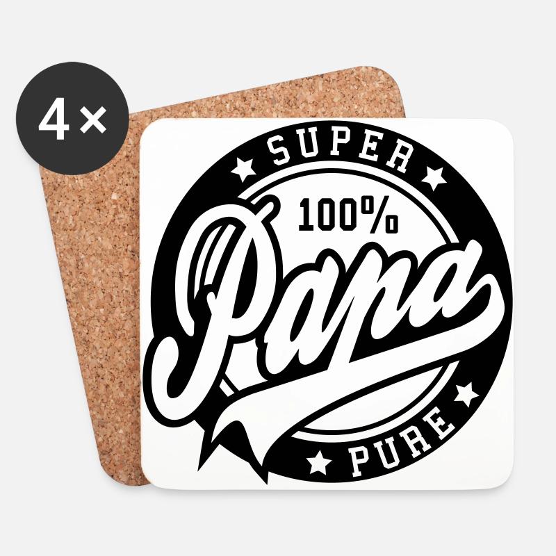 100 percent PURE SUPER PAPA - Untersetzer (4er-Set) - Weiß