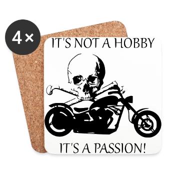 Moto disant crâne - Dessous de verre (lot de 4) - blanc - Devant
