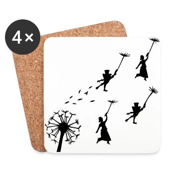 fliegender Löwenzahn - flying Dandelion - Untersetzer (4er-Set) - Weiß - Vorne