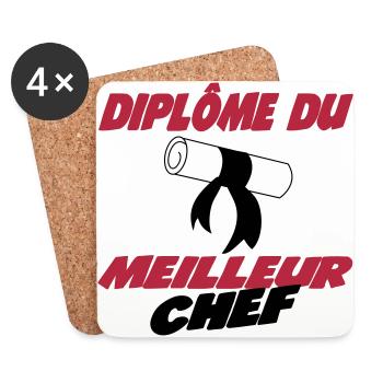 Diplôme du meilleur chef 222 - Dessous de verre (lot de 4) - blanc - Devant