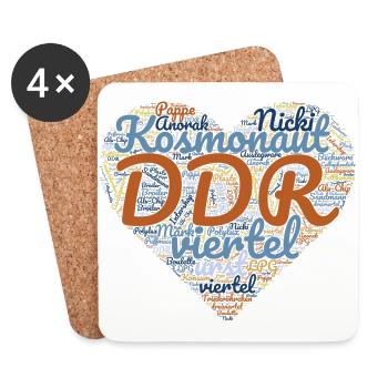 DDR Ostalgie Herz - Untersetzer (4er-Set) - Weiß - Vorne