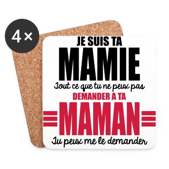 je suis ta mamie tu peux me le demander - Dessous de verre (lot de 4) - blanc - Devant