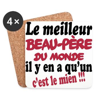 Le meilleur beau-père du monde c'est le mien !!! - Dessous de verre (lot de 4) - blanc - Devant