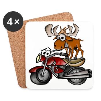 Moose on Bike - Untersetzer (4er-Set) - Weiß - Vorne