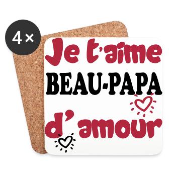 Je t'aime beau-papa d'amour - Dessous de verre (lot de 4) - blanc - Devant
