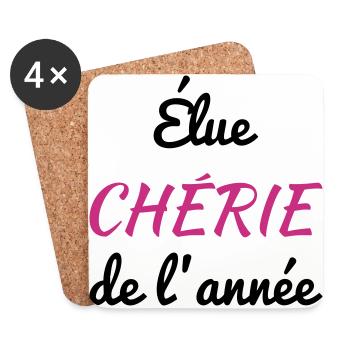 Chéri Love Chérie Amour Femme Mari Valentin - Coasters (set of 4) - white - Front