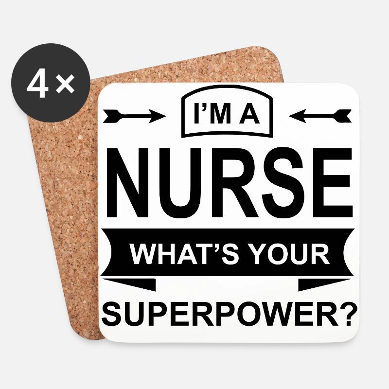 Nurse - Untersetzer (4er-Set) - Weiß