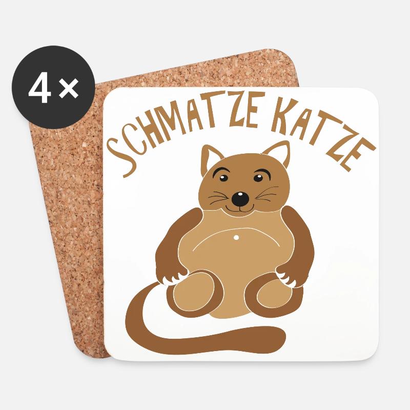 Dicke Katze - Untersetzer (4er-Set) - Weiß