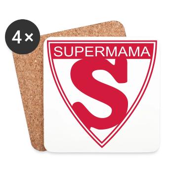 Supermama - Dessous de verre (lot de 4) - blanc - Devant