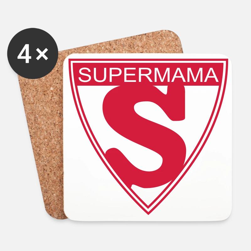 Supermama - Untersetzer (4er-Set) - Weiß