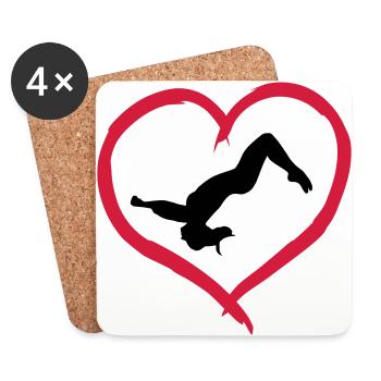 Gymnast, Gymnastics Heart & Backflip - Coasters (set of 4) - white - Front