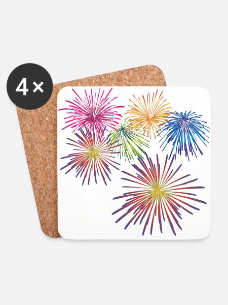 Fireworks - Coasters (set of 4) - white