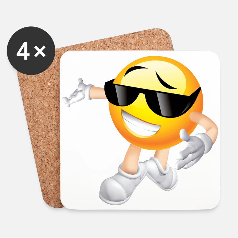 Sommer Emoji - Untersetzer (4er-Set) - Weiß