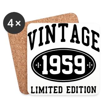 60th Birthday - Vintage 1959 Gift - Coasters (set of 4) - white - Front