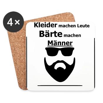 Männer Bart Bärte - Untersetzer (4er-Set) - Weiß - Vorne