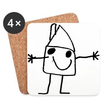 Funny children's drawing of house with a smile - Coasters (set of 4) - white - Front