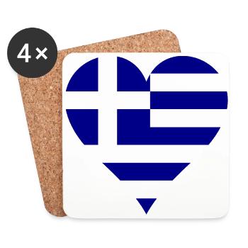 Griechische Flagge als Herz - Untersetzer (4er-Set) - Weiß - Vorne