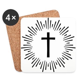 Jésus Croix Église enfant de chœur - Dessous de verre (lot de 4) - blanc - Devant
