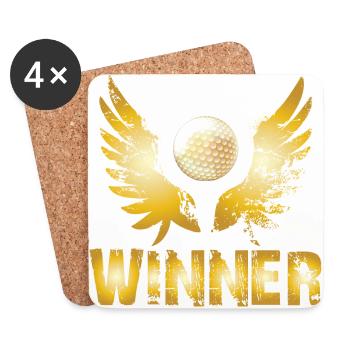 Golf Sieger Golfball Platz Geschenk Trophäe Sport - Untersetzer (4er-Set) - Weiß - Vorne
