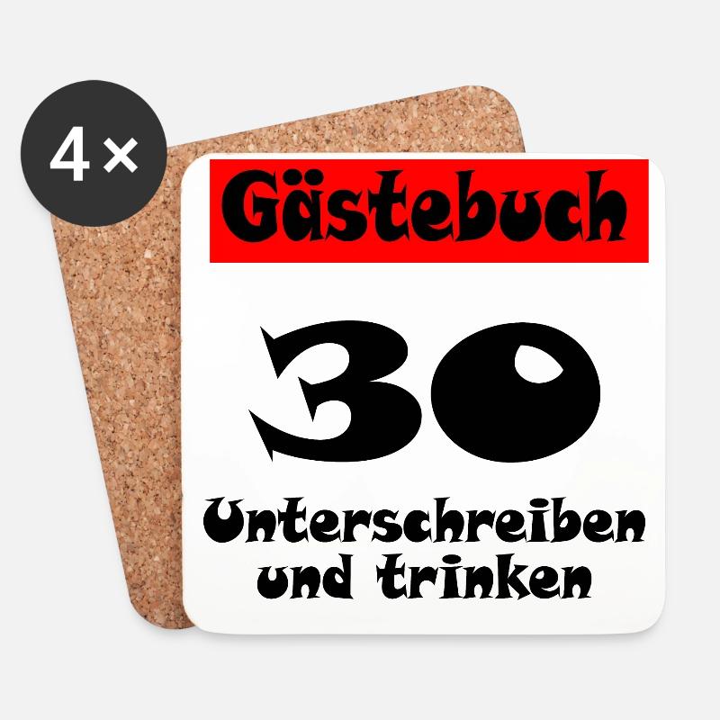 Geburtstag 30 Jahre Gästebuch Geschenk Trinken - Untersetzer (4er-Set) - Weiß