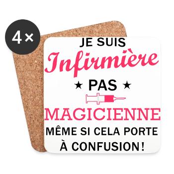 Je suis infirmière pas magicienne Tshirt Humour - Dessous de verre (lot de 4) - blanc - Devant